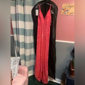 Ashley Lauren style #11037 in Electric Watermelon size 6